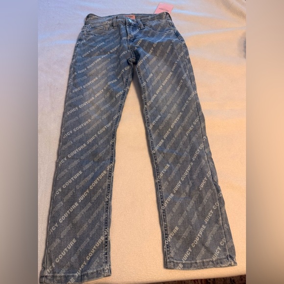 Kids Juicy Couture Blue Logo StraightLeg Jeans Girls Size 10 New With Tags - Picture 1 of 11